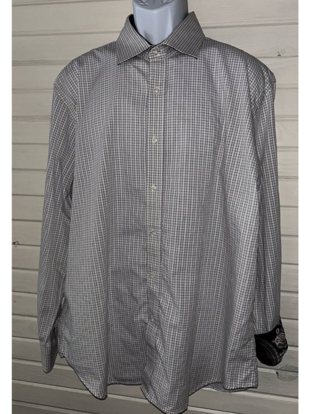 Christian Aujard Sz XXL Flip Cuff L/S Button Down Shirt Check Men’s EUC